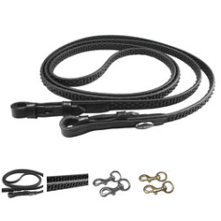 Hilbar Biothan Equi-t�jle sort med chrome eller messing karabinhager