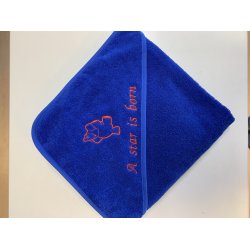 Baby badeslag 100 x 100 cm med htte inkl. navnebroderi med mulighed for tilvalg af motiv eller dato