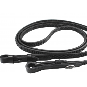 Hilbar Biothan Equi-tjle sort med chrome eller messing karabinhager