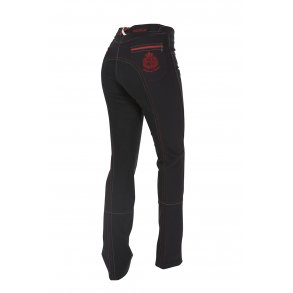 Montar jodphur ridebuks, sort med rde og hvide stikninger UDSALG SPAR 50%