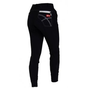 Montar ridebuks sort m/swarovski og dannebrog, full skind UDSALG SPAR 50%