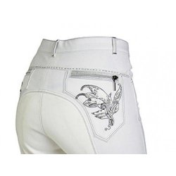 Montar ridebuks hvid med slvbroderi og pallietter UDSALG SPAR 50%